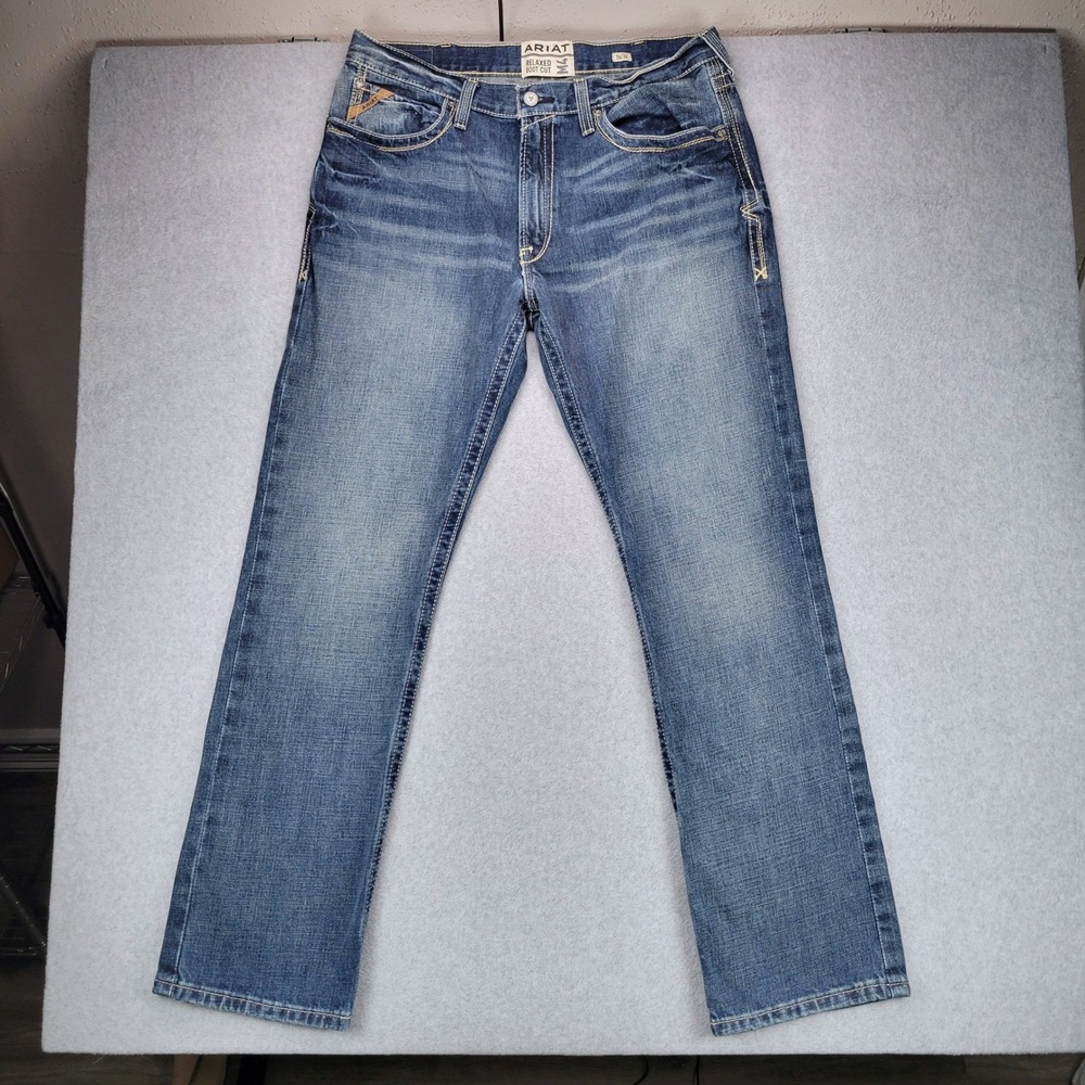 Ariat M4 Boundary Relaxed Boot Cut Jeans Mens 36x34 Blue Medium Wash 10012136